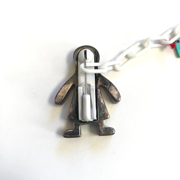 Tous Boy Charm Safety Pin Sterling Silver Vintage Jewlery Rare 1.75" with Box - Picture 5 of 11